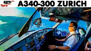 Beautiful Approach to Zurich in Cockpit Airbus A340