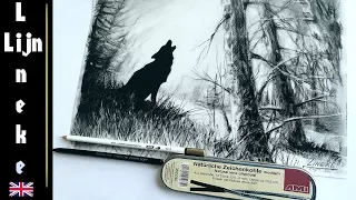 Easy WOLF for beginners Charcoal drawing