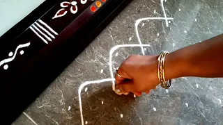 Easy border rangoli designs | Sravanamasam rangoli | Lotus muggulu | Door rangoli | Friday kolam