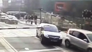 Driver and baby trapped on railway crossing