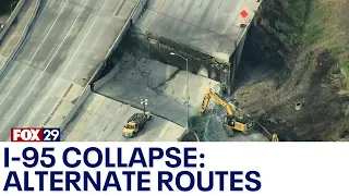 I-95 collapse: Alternate routes identified for commuters traveling into Philadelphia