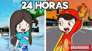 24 Horas Usando Poderes de Elementos en Brookhaven Roblox 🔥💧🍃🌫