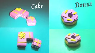 How to make clay art cake and donut | Beautiful Miniature Crafts with Modeling Clay | Easy Tutorial