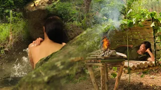 Full-video: 3 Days Solo Jungle Trip, Great Bushcraft Skill, DIY tree shelter