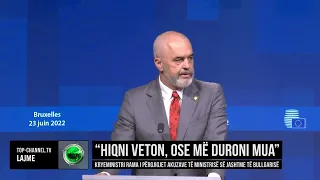 Top Channel/Menduh Thaçi paralajmëroi Ramën,deklarata në Top Story: Kujdes çfarë thua për Bullgarinë