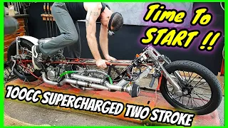 Time To Start! Two Stroke SuperCharged  100cc Landspeed race motorcycle Bonneville Salt Flats