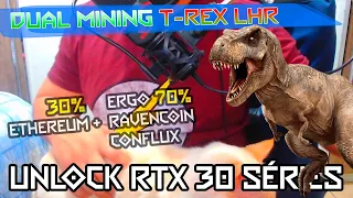 T-REX MINER DUAL MINING & UNLOCK 70% - USAR AO MÁXIMO A MEMÓRIA DA GPU (VELOX 1.25 a 1.50x)