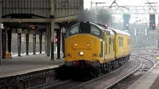 Network Rail 97304 'John Tiley' erupts through Preston station! 25/03/14