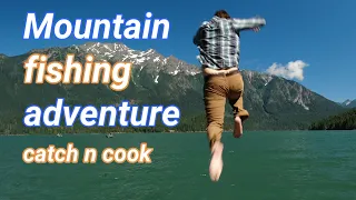 Solo overnight backpacking fishing (huge trout catch and cook)