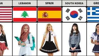 School Girls Uniform From Different Countries | comparison