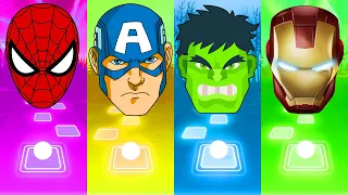 Spiderman vs Captain America vs Hulk vs Iron Man - Tiles Hop EDM Rush