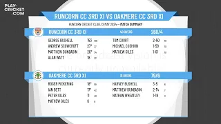 Runcorn CC 3rd XI v Oakmere CC 3rd XI