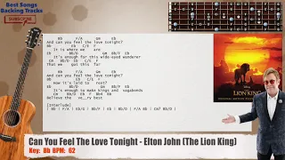 🎸 Can You Feel The Love Tonight - Elton John (The Lion King) Guitar Backing Track with chords/lyrics