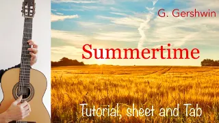 Summertime (G. Gershwin), Guitar lesson, sheet and Tab