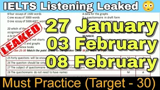 27 JANUARY, 03 FEBRUARY, 08 FEBRUARY 2024 IELTS LISTENING PRACTICE TEST WITH ANSWERS | IDP & BC TEST