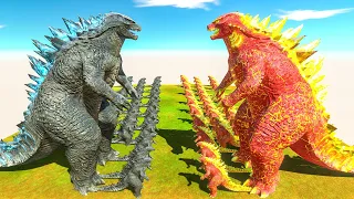Growing Godzilla War - Legendary Godzilla 2014 VS Fire Godzilla, Size Comparison Godzilla