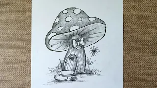 Daily Challenge #260/ Mushroom Fairy House Drawing/ Pencil Drawing