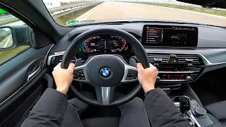 2022 BMW 5 series 530i Touring M Sport on GERMAN AUTOBAHN NO SPEED LIMIT - pov test drive