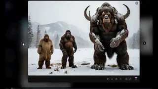 [BONUS] AI version of "Bigfoot Standing Next to a Buffalo in the Snow."