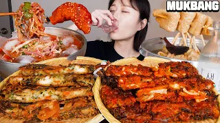 소주 한잔 생각나는 밤😍 빠삭파전, 김치파전, 꼬치어묵, 산더미육회물회, 청주무침만두까지!! 79대포 먹방❤️ Korean Street foods, Soju Mukbang