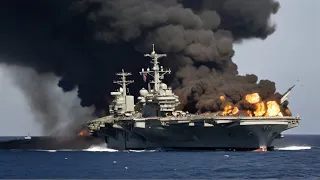 Russian and Iranian Yak 141 Jets Blow Up Aircraft Carrier Loading 800 Tons of US Ammunition