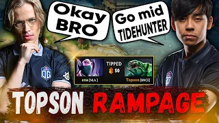 Топсон в команде с Ана оформил рампагу на мид Тайдхантере  | Topson Stream Dota 2