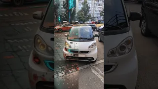 Smart city coupe transformation into cyberpunk