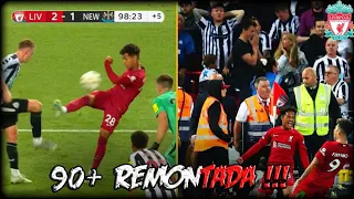 Crazy scenes as Fabio Carvalho scores a 98th-minute goal vs Newcastle  | Liverpool vs Newcastle 2:1