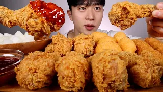 ASMR Korean bbq fried chicken cheese ball fried shrimp mukbang