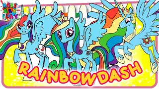 My Little Pony Cadence Luna and Celestia Color Swap As RAINBOW DASH Coloring Pages How To Color