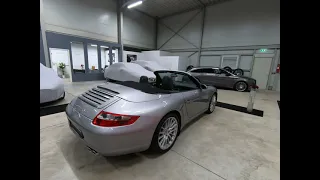 Porsche 997 4S Cabrio aus der Porsche Exclusive Manufaktur; Olivgrün + Interieur Holzpaket Makassar