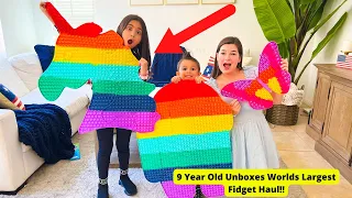 9 YEAR OLD AVA UNBOXES WORLDS LARGEST FIDGET TOY HAUL!