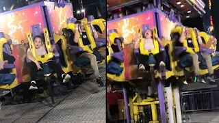 Video shows moment terrified girl realizes her seatbelt isn't buckled on drop tower ride