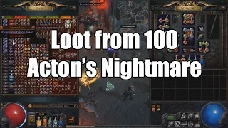 Loot from 100 Acton's Nightmare with 1650% IIR Nemesis