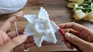 3D 💫BEAUTİFUL ❤️ Super very easy crochet knitting flower motif - çok kolay tığ isi sahane motif