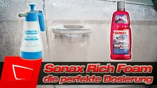 Sonax Rich Foam Shampoo - perfekte Dosierung in der Gloria FM10 Schaumsprüher - Schaumbild Test