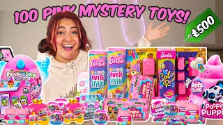 Unboxing 100 *PINK* Mystery toys!!😱🎁 *RARE FINDS*