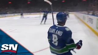 Canucks' Conor Garland Shows Nifty Finish Off Bouncing Saucer Feed From Elias Pettersson