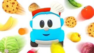 Sing with Leo the truck! Baby Shark nursery rhymes. Learn vegetables and fruit with baby songs.