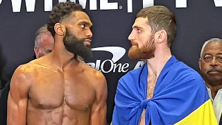 JARON ENNIS REFUSES TO BREAK FACE OFF WITH KAREN CHUKHADZHIAN - FULL WEIGH IN