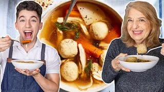 Jewish Grandma Teaches The Secrets To Classic Matzo Ball Soup | Eitan Bernath