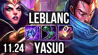 LEBLANC vs YASUO (MID) | 12/2/6, Legendary, 1.3M mastery, 300+ games | TR Diamond | 11.24