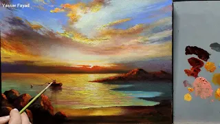 Oil Painting Tutorial Of Sunset Seascape Step By Step By Yasser Fayad