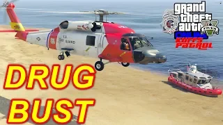 GTA 5 Coast Guard Mod | Helicopter Chases Drug Running Boat | GTA 5 Roleplay KUFFS #278