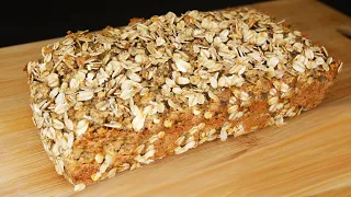 My quickest oatmeal bread for a healthy breakfast! no flour no butter