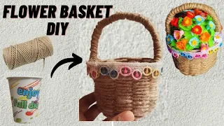 Flower basket DIY | Jute rope flower basket | Basket weaving for beginners | DIY jute rope craft