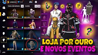 AMANHÃ!! NOVO EVENTO, LOJA 100% POR OURO? AVENTUREIRO, BANDEIRÃO, GOLA ALTA - NOVIDADES FREE FIRE