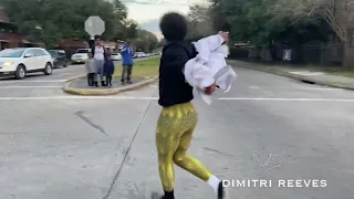 Dimitri Reeves performing black or white in Houston neighborhood