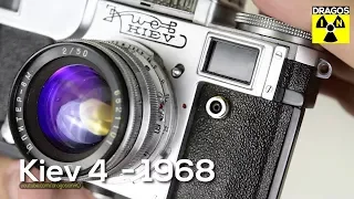 Kiev 4 Film Camera from 1968 a Russian Soviet Era Rangefinder Camera - close look, cleaning