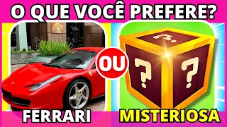 🔄 O QUE VOCÊ PREFERE? 🚗 FERRARI ou CAIXA MISTERIOSA 📦 Você consegue se decidir? #quiz